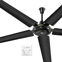 Ceiling Fans with Lamps,Ceiling Fan with Lights,Home and Commercialng Wind Ceiling Fan with 3Xiron Blades,Wall Control Switch,5 Fan Speeds,100W/Black