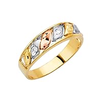 14k Yellow Gold White Gold and Rose Gold Mens CZ Cubic Zirconia Simulated Diamond Wedding Band Trio Set Ring Size 10 Jewelry for Men