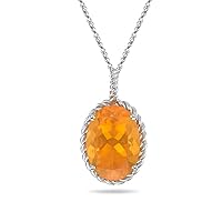 8.55-9.83 Cts of 18x13 mm AA Oval Brazilian Fire Opal Solitaire Pendant in 14K White Gold
