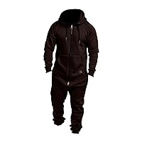 Mens Onesie Hooded Jumpsuits Zip Up One Piece Tracksuits Drawtsring Casual Running Jogging Playsuits Overalls Romper