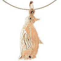 Penguin Necklace | 14K Rose Gold Penguin Pendant with 18