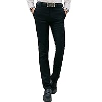 Men Stylish Slim Stretch Dress Pant Solid Skinny Comfort Suit Pant Lightweight Wrinkle Resistant Business Trousers
