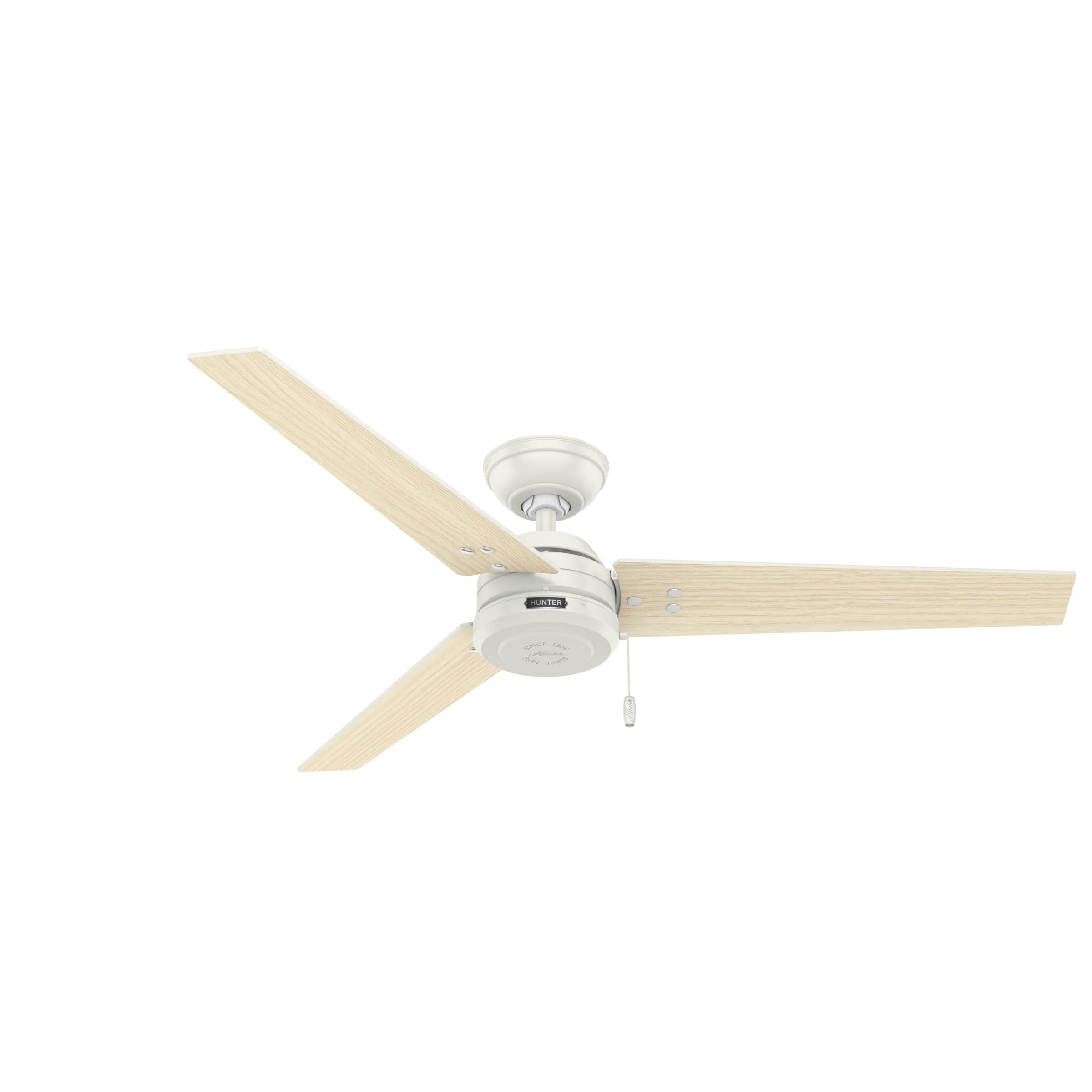 Hunter Fan Company 59263 Cassius 52 Inch 3 Blade 3 Speed Wooden Indoor/Outdoor Ceiling Fan with Pull Chain Control, Light Stripe, 52