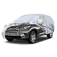 SUV Car Cover Custom Fit Toyota Highlander from 2007 to 2024,Waterproof Car Cover All Weather for Automobiles Outdoor Indoor with Zipper Door, Sun Rain Dust Snow Protection.