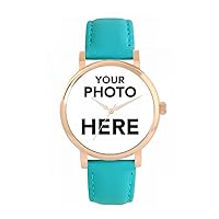 Personalised Photo Gifts for Women, Analogue Display, Japanese Quartz Movement Watch with Rose Gold Case, Custom Made Engraved Watch