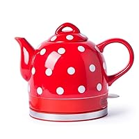 Kettles,Ceramic Electric Kettle, Cordless Water Teapot 1Liter, Cordless Automatic Power Off Fast Boiling Fast/Red