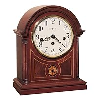 Howard Miller Butte City Mantel Clock 547-643 – Mahogany Finish, Warm White Dial, Brass-Finished Bezel, Antique Home Decor, Key-Wound, Single Chime Movement