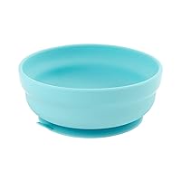 Bumkins Baby Bowl, Silicone Suction, for Babies, Toddlers and Kids, Baby Led Weaning, Feeding Essentials, Platinum Silicone, Non Skid Sticky Bottom, Supplies for Children Ages 6 Months Up, Blue