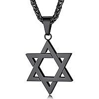 ChainsHouse Magen Star of David Necklace for Men Women, Stainless Steel/18K Gold Plated Hexagram/Dog Tag Pendant Jewish Israel Jewelry