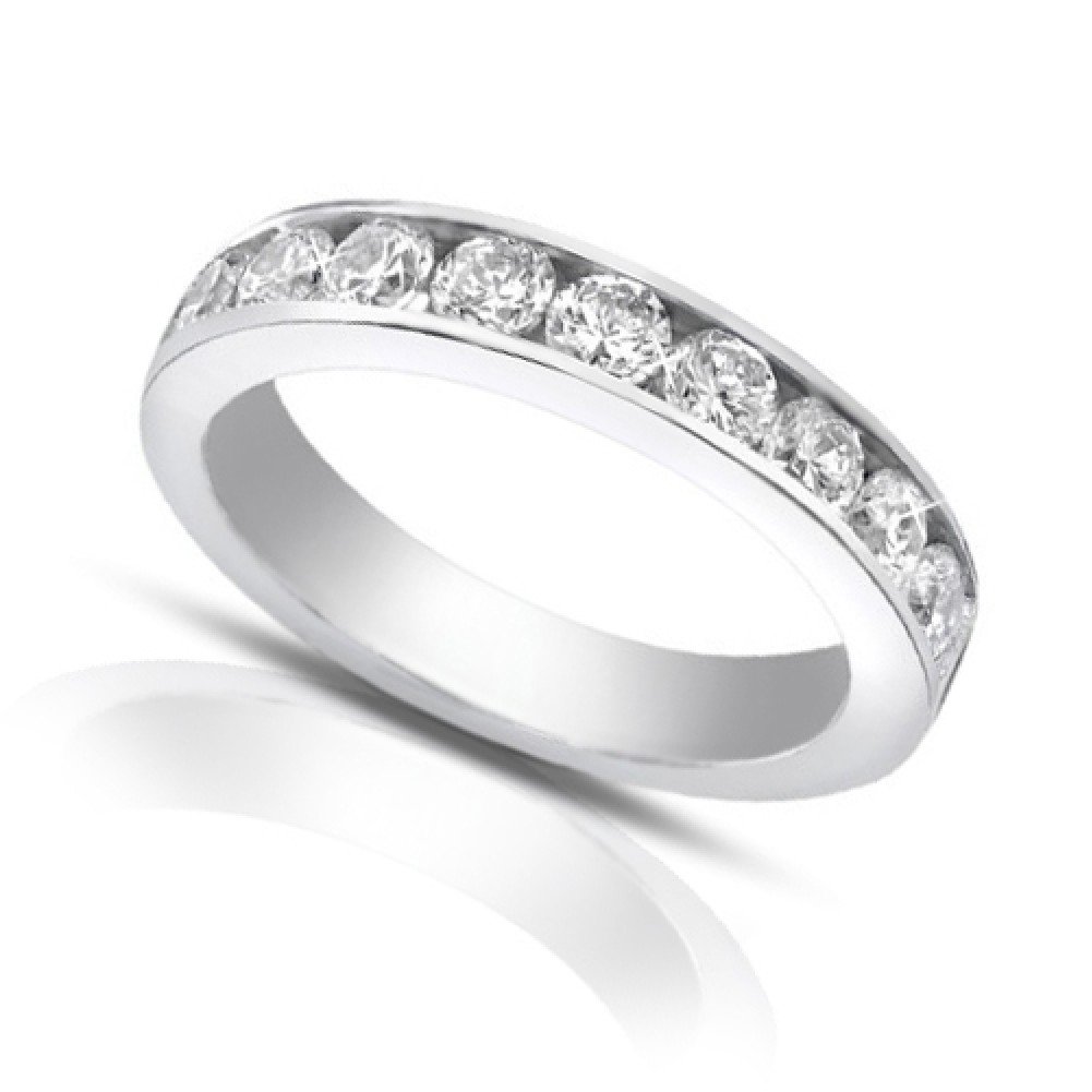 Madina Jewelry 1.00 ct Ladies Round Cut Diamond Wedding Band in Channel Set in 14 kt White Gold