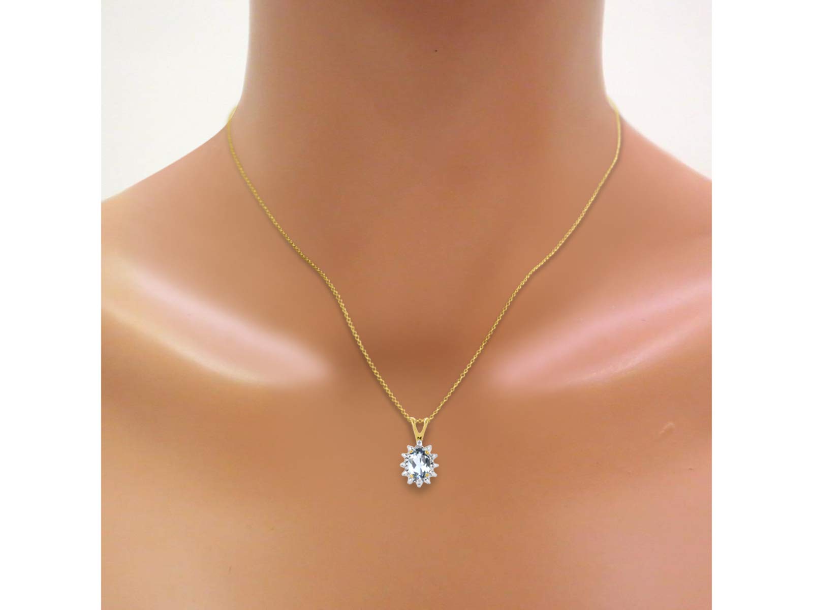 Rylos Simply Elegant Beautiful Aquamarine & Diamond Matching Set - Ring, Earrings and Pendant Necklace - March Birthstone*