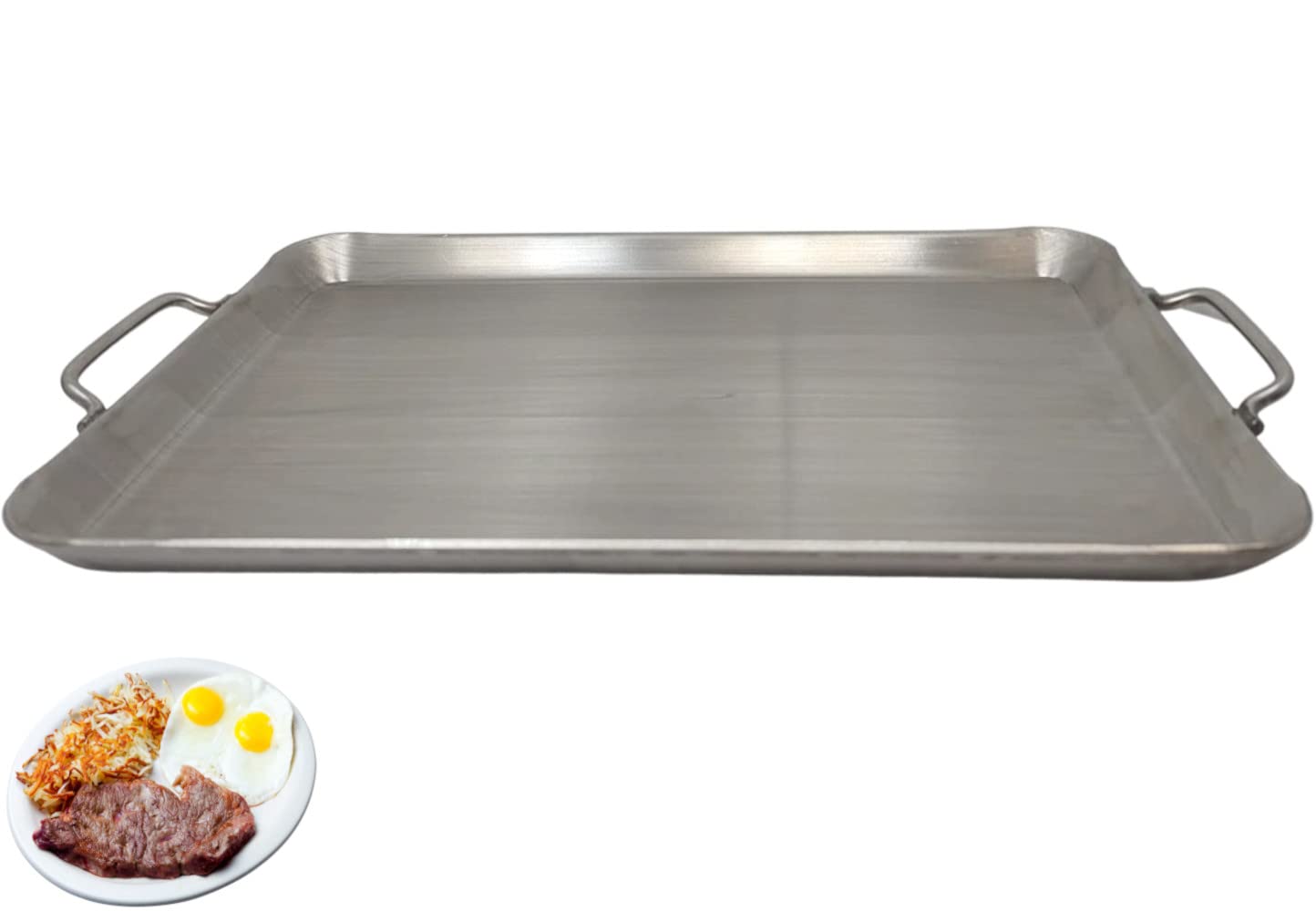 Professional Stove Top Griddle TRI-PLY Stainless Steel For Gas Electric Induction Stovetop Oven & Outdoor Barbecue Safe - 18" x 11.5"
