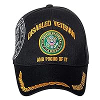 MWS Licensed Disabled Army Vet and Proud of it Cap U.S Army Acrylic Licensed Black Embro Cap Hat