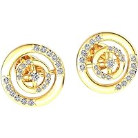 Round Cut Cubic Zirconia Diamond Ladies Circle Halo Stud Earrings For Womens & Girls 14k Gold Plated 925 Sterling Silver.