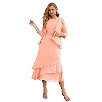 Mother of The Bride Dresses for Wedding Chiffon Formal Evening Gowns with Jacket Mother of The Groom Dress Plus Size