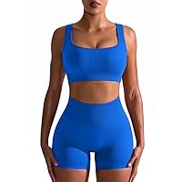 OQQ Workout Outfits for Women 2 Piece Seamless Ribbed High Waist Leggings with Sports Bra Exercise Set…