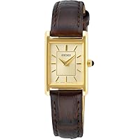 Seiko SWR066P1 Women's Quartz Watch Stainless Steel with Leather Strap, gold, Strap
