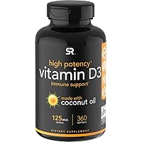 Vitamin D3 5000iu, 125mcg Coconut Oil Softgels, 360ct