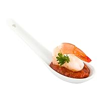 Restaurantware 4.9-inch Asian Tasting Spoon: White Porcelain Appetizer and Soup Spoon - Perfect for Catering Events Tasting Parties and Restaurants - 10ct Box