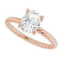 10K Solid Rose Gold Handmade Engagement Ring 1.0 CT Oval Cut Moissanite Diamond Solitaire Wedding/Bridal Rings for Women/Her Propose Ring
