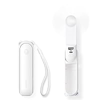 JISULIFE Handheld Mini Fan, 3 IN 1 Hand Fan, USB Rechargeable Small Pocket Fan [12-19 Working Hours] with Power Bank, Flashlight, Portable Fan for Travel/Summer/Concerts/Lash, Gifts for Women(White)