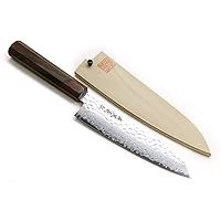 Yoshihiro VG-10 46 Layers Hammered Damascus Santoku Japanese Multipurpose Chef Knife (7