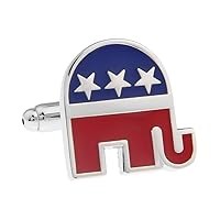 Republican Elephant Pair of Cufflinks in a Presentation Gift Box & Polishing Cloth