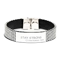 Stainless Steel Bracelet From Fraternal Twin, Stay Strong, Birthday Christmas Motivational Inspirational Gifts Support Love Gifts Engraved Bracelet For Men Women