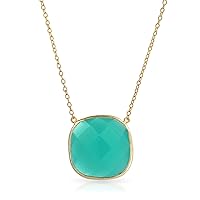 Bling Jewelry Elegant Oval Faceted Pastel Stone Dangle Bezel Set: Lever Back Earrings & Necklace - Pink, Aqua, Mint Green Simulated Chalcedony, 14K Gold-Plated .925 Sterling Silver