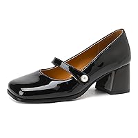 Pumps Shoes Women Strappy Mary Jane Heels Block Chunky Heel for Party Office Casual Wedding