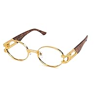 9FIVE St. James Gold Marble & 24K Gold Clear Lens Glasses CR-39 - Classic Clear Lens Glasses for Men and Women Metal Frame - Durable & Fashion Sunglasses