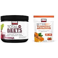 Force Factor Total Beets Nitric Oxide Powder for Circulation and Joint Support Chews with Turmeric Curcumin for Extra Strength