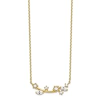 14k Gold Flower With Crystal and CZ Cubic Zirconia Simulated Diamond With 2inch Ext Necklace 18 Inch Jewelry for Women