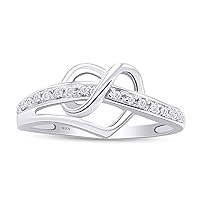 AFFY 1/20 cttw Round Cut Natural diamond 14k Gold Plated Sterling Silver Diamond Heart Infinity Ring, G-H Color, I1-I2 Clarity