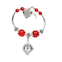 Eton Ladies Charm Watch 2893-7 with Red Beads