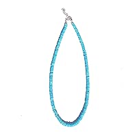 Howlite Turquoise Necklace 18 Inch With Sterling Silver Clasp, 70 Cts Heishi Tyre Beads, Turquoise Necklace, Silver Jewelry, Adjustable
