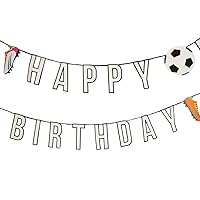Reusable Soccer Party Decorations, Happy Birthday Buntin for Adults, Boys, Girls, Eco-Friendly Football Paper Banner