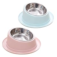 Elevated Dog Bowls Feeder Dog Dishes Stainless Steel Protect Pet's Spine Anti Vomiting 15°Tilted Elevated Bowl Bowls Elevated
