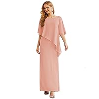 Numbersea Spring Chiffon Plus Size Mother of The Bride Dresses Formal Prom Gown Ruffle Cape