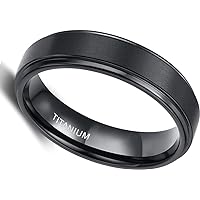 6mm Black Titanium Rings Wedding Band Matte Comfort Fit for Men Women Size 5-14 TRB170