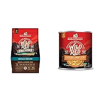 Wild Red Raw Coated Kibble Dry Dog Food Grain Free Ocean Recipe, 3.5lb Bag + Wild Red Chicken & Beef Stew Wet Dog Food, 10oz Cans (Pack of 6)