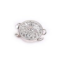 JOE FOREMAN 13mm 2 Strands Exquisite Filigree 14K White Gold Filled Sunflower Pearl Box Snap Necklace Clasp for DIY Jewelry Craft Making Necklace Bracelets Supplies