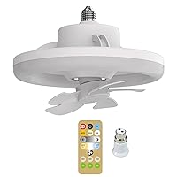 Intelligent Ceiling Fan 360° Vibrating Fan Built-in 96 LED Beads LED Light Remote Control & B22 Adapter Bedroom Learning Dorm Fan Lamp Remote Control with Remote Control and B22 to E27 Adapter Fan