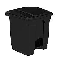 Safco Products Plastic Step-On Trash Can for Hands-Free Disposal, Great for Home and Commercial Use, 8 Gallon, Black (9924BL)