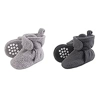 Luvable Friends Girl Cozy Fleece Booties 2-Pack, Heather Gray Charcoal, 0-6 Months