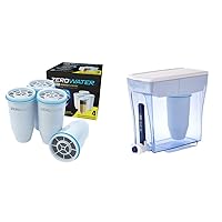 ZeroWater Official 5-Stage Water Filter for Replacement & 20 Cup 5-stage Water Filter Dispenser, NSF Certified To Reduce Lead, Other Heavy Metals And PFOA/PFOS, White And Blue