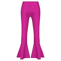 Kids Girls Metallic Dance Pants Stretchy Sports Trousers Skinny Flared Leggings Pants Bell Bottoms Yoga Capri Pants