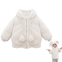 Kids Girls Winter Warm Coats Jacket Clothes Outwear Overcoat Ear Hooded Faux Fur Thicken Fleece Toddler
