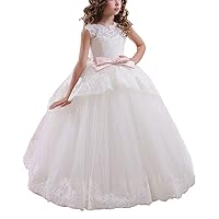 Lace Flower Girl Dress for Wedding Kids Prom Ball Gowns First Communion Dresses with Belt