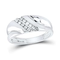 Sterling Silver Mens Round Channel-set Diamond Wedding Band Ring 1/8 Cttw